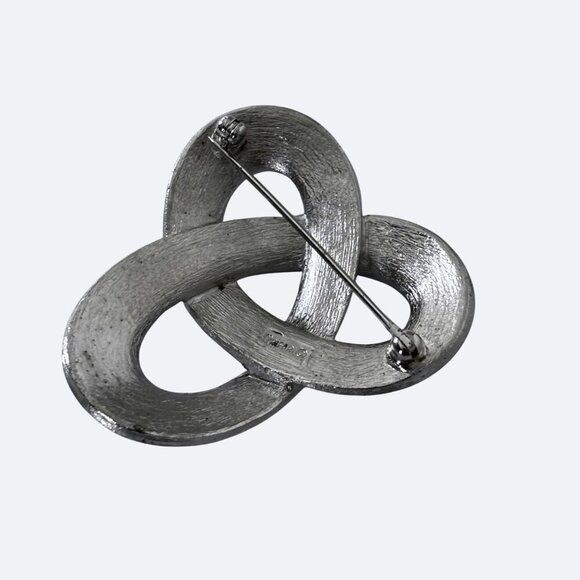 Vintage Crown Trifari Silver-Tone Knot Brooch Pin Double Knot - Picture 2 of 6